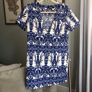 Blue and white shift dress. Worn once!